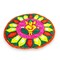 Faux Fur Yarn Wool Ganesha Rangoli Mat Canvas Base Aasan Indian Traditional Puja Mat for Home Temple Decor - Multipurpose Pooja Festival Decorations Diwali Housewarming Gift (3 Ft Round)